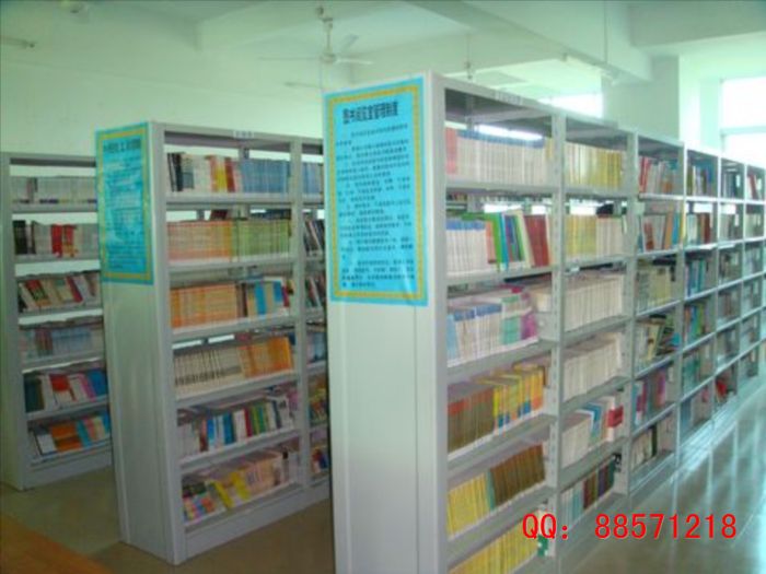 圖書室連體鐵書架 圖書室鋼制書架,圖書室六層雙面架,圖書屋鐵書架