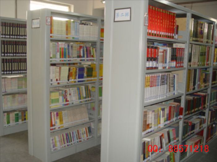 多排連放書架 多排連放的圖書架,多連放圖書架,一長排的鐵書架